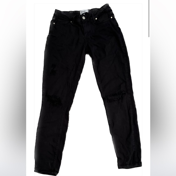PAIGE Black Verdugo Ultra Skinny Destroyed Black Jeans, Size 27 - Picture 4 of 8